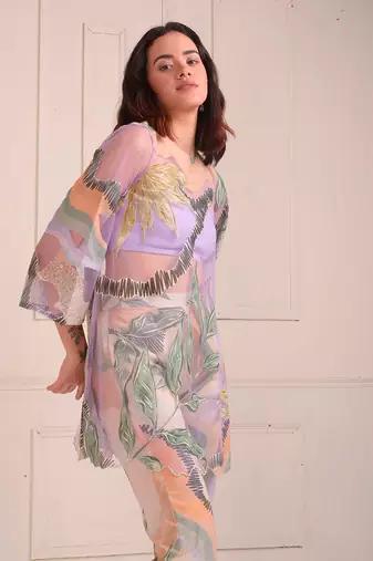 Lavender Print Organic Cotton Kurta Set