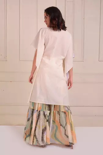 Ivory Print Organic Cotton Sharara Set