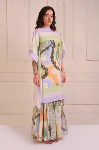 Ivory Print Organic Cotton Sharara Set