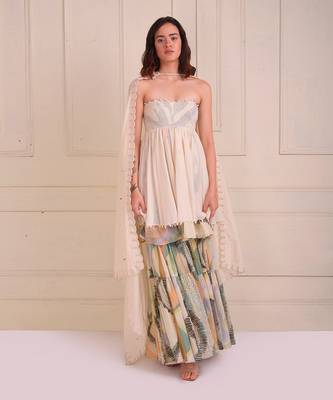 Ivory Print Organic Cotton Sharara Set 1