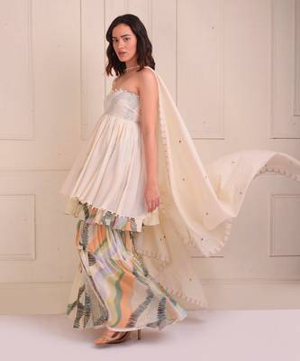Ivory Print Organic Cotton Sharara Set 2
