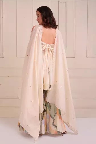 Ivory Print Organic Cotton Sharara Set