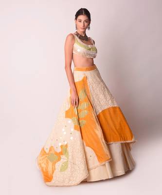 Ivory & Mustard Organic Cotton Lehenga Set 2
