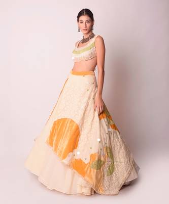 Ivory & Mustard Organic Cotton Lehenga Set 3