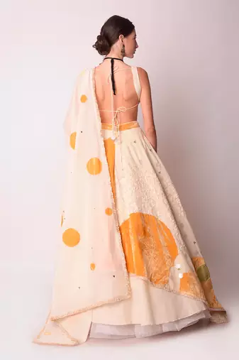 Ivory & Mustard Organic Cotton Lehenga Set