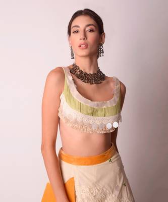 Ivory & Mustard Organic Cotton Lehenga Set 5