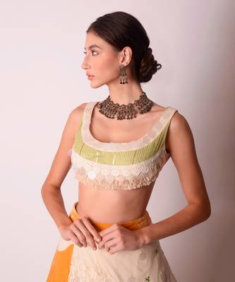 Ivory & Mustard Organic Cotton Lehenga Set 6