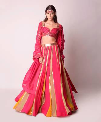 Fusia Georgette & Chanderi Lehenga Set 1
