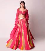Fusia Georgette & Chanderi Lehenga Set