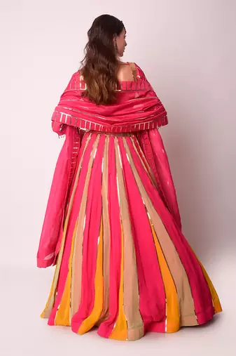 Fusia Georgette & Chanderi Lehenga Set