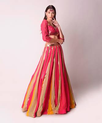 Fusia Georgette & Chanderi Lehenga Set 3