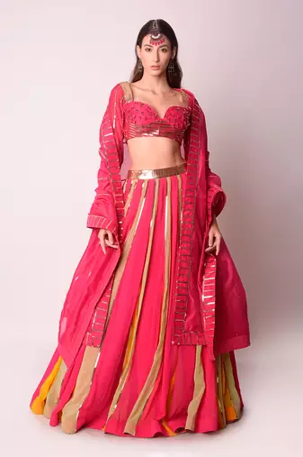 Fusia Georgette & Chanderi Lehenga Set