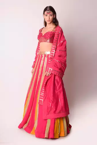 Fusia Georgette & Chanderi Lehenga Set