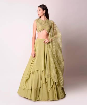 Jade Crepe & Organza Lehenga Set 1