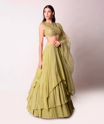 Jade Crepe & Organza Lehenga Set 2
