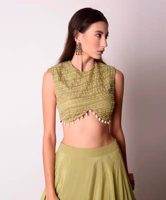 Jade Crepe & Organza Lehenga Set 4