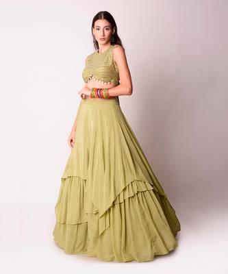 Jade Crepe & Organza Lehenga Set 5