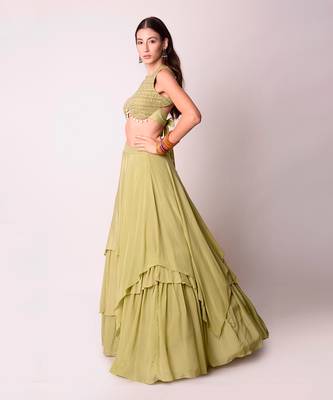 Jade Crepe & Organza Lehenga Set 6