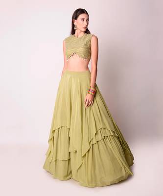 Jade Crepe & Organza Lehenga Set 7
