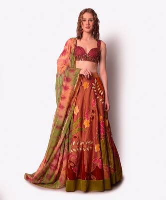 Multicolour Tissue Lehenga Set 1