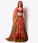 Multicolour Tissue Lehenga Set