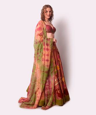 Multicolour Tissue Lehenga Set 2