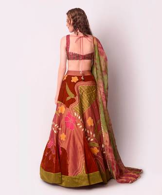 Multicolour Tissue Lehenga Set 3