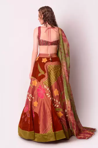 Multicolour Tissue Lehenga Set