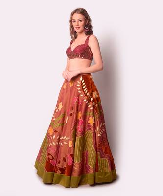 Multicolour Tissue Lehenga Set 4
