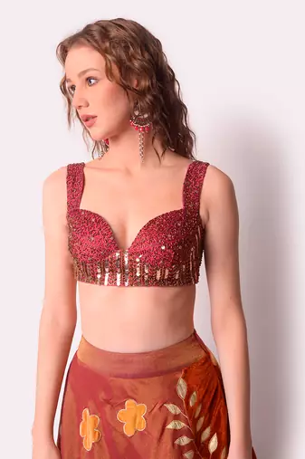 Multicolour Tissue Lehenga Set