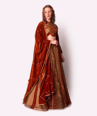 Rust & Gold Tissue Lehenga Set 2