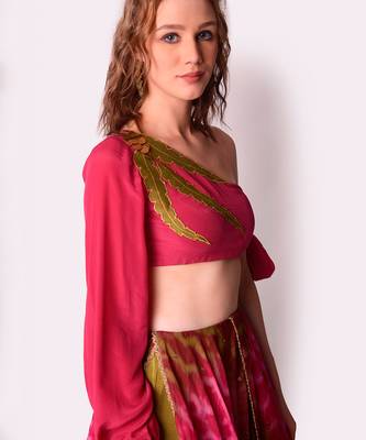 Multicolour Tissue Lehenga Set 5