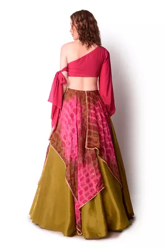 Multicolour Tissue Lehenga Set
