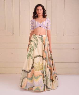 Ivory Print Organic Cotton Lehenga Set 1