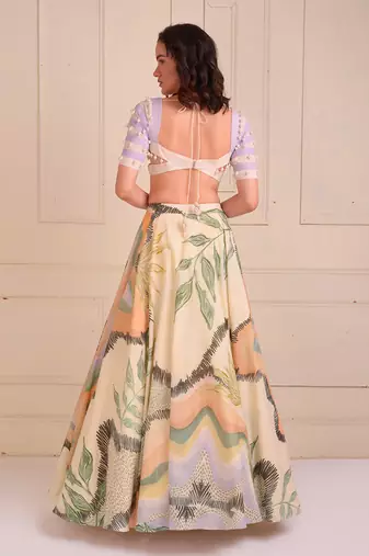 Ivory Print Organic Cotton Lehenga Set
