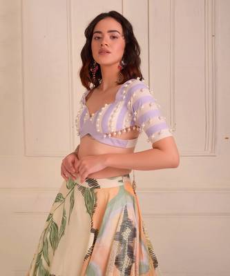 Ivory Print Organic Cotton Lehenga Set 3