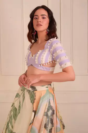 Ivory Print Organic Cotton Lehenga Set