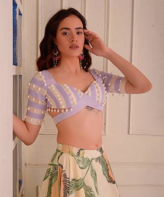 Ivory Print Organic Cotton Lehenga Set 4