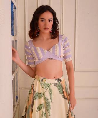 Ivory Print Organic Cotton Lehenga Set 5