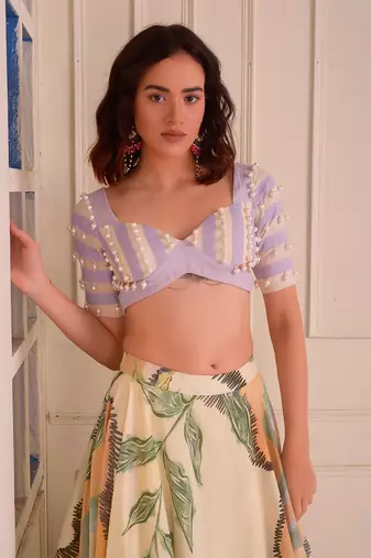 Ivory Print Organic Cotton Lehenga Set