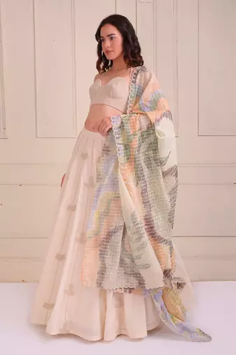 Ivory Print Organic Cotton Lehenga Set