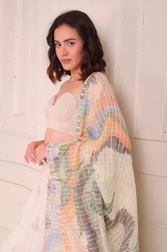 Ivory Print Organic Cotton Lehenga Set