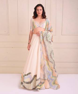 Ivory Print Organic Cotton Lehenga Set 1