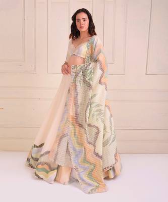 Ivory Print Organic Cotton Lehenga Set 2