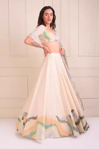 Ivory Print Organic Cotton Lehenga Set