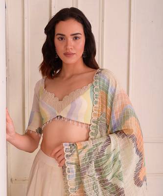Ivory Print Organic Cotton Lehenga Set 4