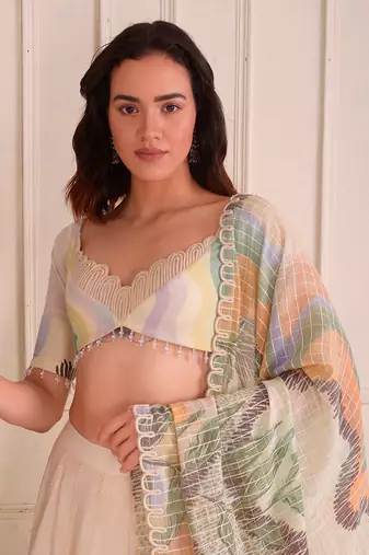 Ivory Print Organic Cotton Lehenga Set