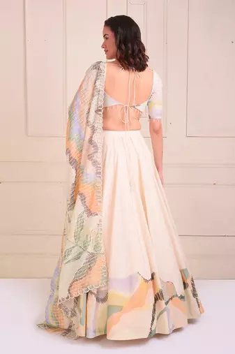 Ivory Print Organic Cotton Lehenga Set