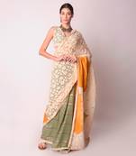 Ivory & Mustard Organic Cotton Saree Set