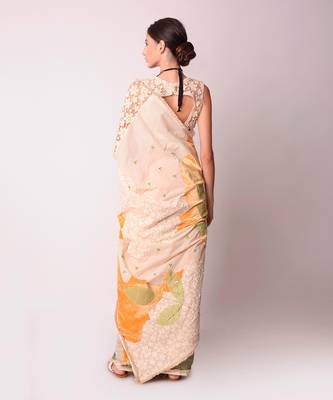 Ivory & Mustard Organic Cotton Saree Set 2
